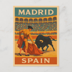 Retro Vintage Reizen Madrid Spanje Stierengevecht Briefkaart