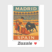 Retro Vintage Reizen Madrid Spanje Stierengevecht Sticker (Vel)