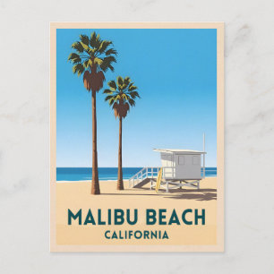 Retro Vintage Reizen Malibu Beach Californië Kust Briefkaart