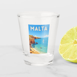 Retro Vintage Reizen Malta Seaside Landschap Shot Glas