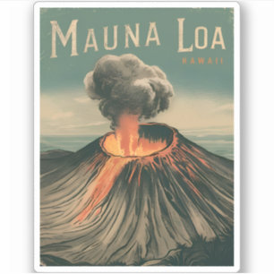 Retro Vintage Reizen Mauna Loa Hawaii Vulkaan Sticker