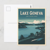 Retro Vintage Reizen Meer van Genève Zwitserland Briefkaart (Voorkant / Achterkant)