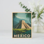 Retro Vintage Reizen Mexico Azteekse Piramide Briefkaart (Staand voorkant)