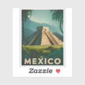 Retro Vintage Reizen Mexico Azteekse Piramide Sticker (Vel)