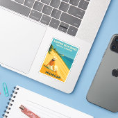 Retro Vintage Reizen Michigan Sleeping Bear Dunes Sticker (Laptop met iPhone)