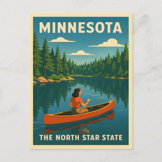 Retro Vintage Reizen Minnesota Natuur Landschap Briefkaart (Voorkant)