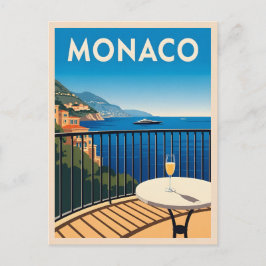 Retro Vintage Reizen Monaco kustlandschap Briefkaart