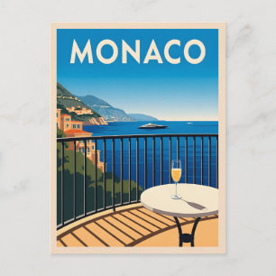Retro Vintage Reizen Monaco kustlandschap Briefkaart