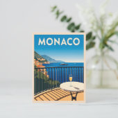 Retro Vintage Reizen Monaco kustlandschap Briefkaart (Staand voorkant)