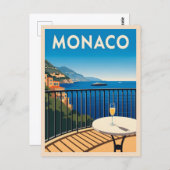 Retro Vintage Reizen Monaco kustlandschap Briefkaart (Voorkant / Achterkant)