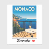 Retro Vintage Reizen Monaco kustlandschap Sticker (Vel)