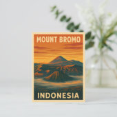Retro Vintage Reizen Mount Bromo Indonesië Vulkaan Briefkaart (Staand voorkant)