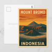 Retro Vintage Reizen Mount Bromo Indonesië Vulkaan Briefkaart (Voorkant / Achterkant)