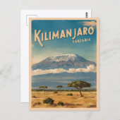 Retro Vintage reizen Mount Kilimanjaro Afrika Briefkaart (Voorkant / Achterkant)