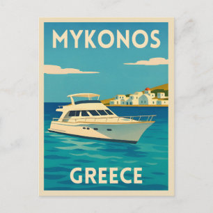 Retro Vintage Reizen Mykonos Griekenland Eiland Se Briefkaart