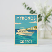 Retro Vintage Reizen Mykonos Griekenland Eiland Se Briefkaart (Staand voorkant)