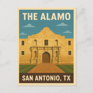 Retro Vintage Reizen naar de Alamo San Antonio Tex Briefkaart