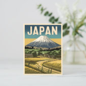 Retro Vintage Reizen Oud Japan Landschap Briefkaart (Staand voorkant)