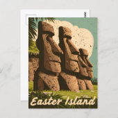 Retro Vintage Reizen Paaseiland Chili Briefkaart (Voorkant / Achterkant)