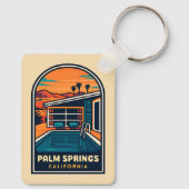 Retro Vintage Reizen Palm Springs Californië Sleutelhanger (Achterkant)