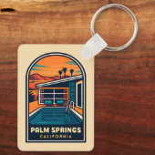 Retro Vintage Reizen Palm Springs Californië Sleutelhanger (Achterkant)