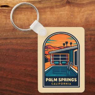 Retro Vintage Reizen Palm Springs Californië Sleutelhanger
