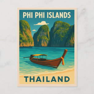 Retro Vintage Reizen Phi Phi Eilanden Thailand Briefkaart