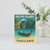 Retro Vintage Reizen Phi Phi Eilanden Thailand Briefkaart (Staand voorkant)