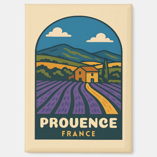 Retro Vintage Reizen Provence Frankrijk Landschap Magneet (Voorkant)