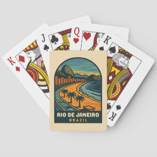 Retro Vintage Reizen Rio de Janeiro Brazilië Beach Pokerkaarten