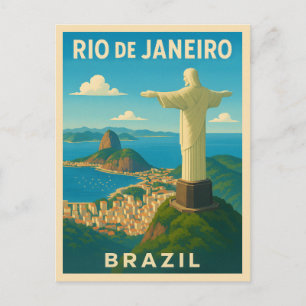 Retro Vintage Reizen Rio de Janeiro Brazilië Schil Briefkaart