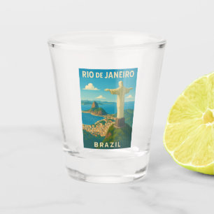 Retro Vintage Reizen Rio de Janeiro Brazilië Schil Shot Glas