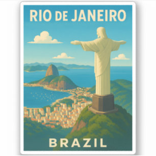 Retro Vintage Reizen Rio de Janeiro Brazilië Schil Sticker