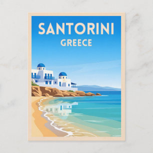 Retro Vintage Reizen Santorini Griekenland Beach Briefkaart