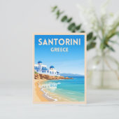 Retro Vintage Reizen Santorini Griekenland Beach Briefkaart (Staand voorkant)