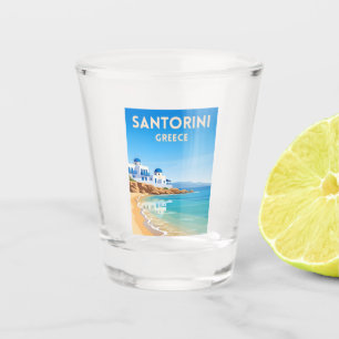 Retro Vintage Reizen Santorini Griekenland Beach Shot Glas
