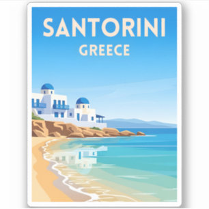 Retro Vintage Reizen Santorini Griekenland Beach Sticker