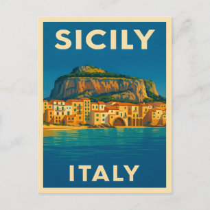 Retro Vintage Reizen Sicilië Italië Kust Schildera Briefkaart