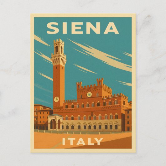Retro Vintage Reizen Siena Italië Schilderachtig Briefkaart (Voorkant)