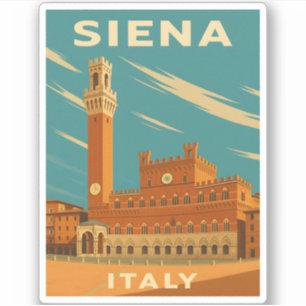 Retro Vintage Reizen Siena Italië Schilderachtig Sticker