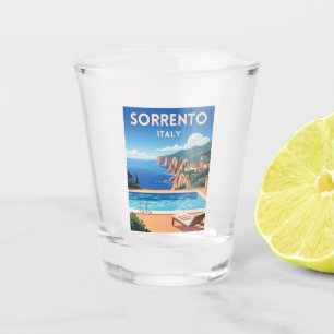 Retro Vintage Reizen Sorrento Italië Kust Schilder Shot Glas