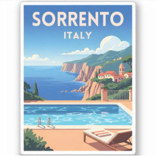 Retro Vintage Reizen Sorrento Italië Kust Schilder Sticker