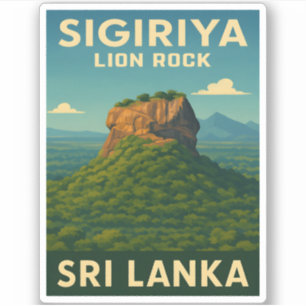 Retro Vintage Reizen Sri Lanka Sigiriya Lion Rock Sticker