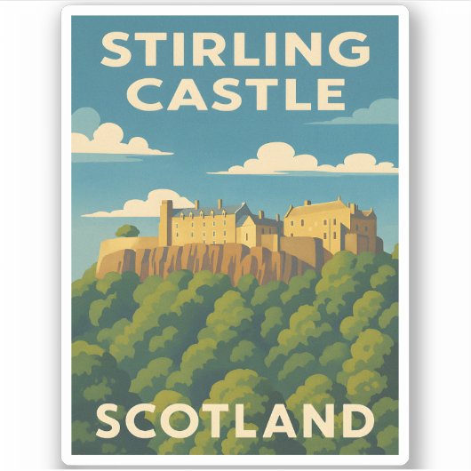 Retro Vintage Reizen Stirling Castle Schotland Sticker (Voorkant)
