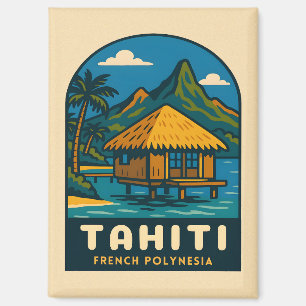 Retro Vintage Reizen Tahiti Frans Polynesië Strand Magneet