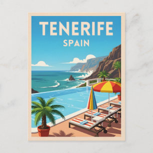 Retro Vintage Reizen Tenerife Spanje Kust Briefkaart