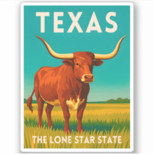 Retro Vintage Reizen Texas Longhorn Runderen Sticker