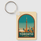 Retro Vintage Reizen Toronto Canada Silhouet Sleutelhanger (Voorkant)