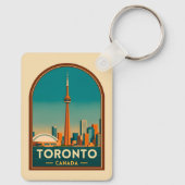 Retro Vintage Reizen Toronto Canada Silhouet Sleutelhanger (Achterkant)