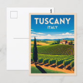 Retro Vintage Reizen Toscane Italië Wijngaard Briefkaart (Voorkant / Achterkant)